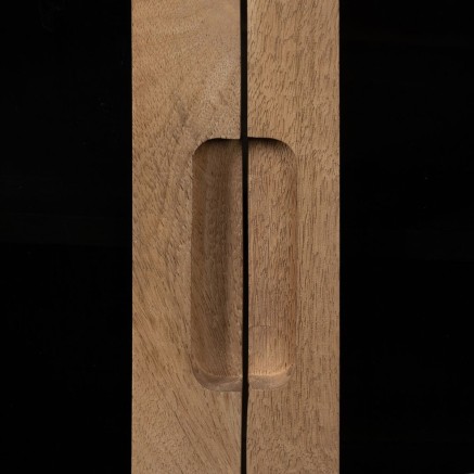 Aparador BURNIE Negro Natural Cristal Madera de mango 162 x 41 x 83 cm 2