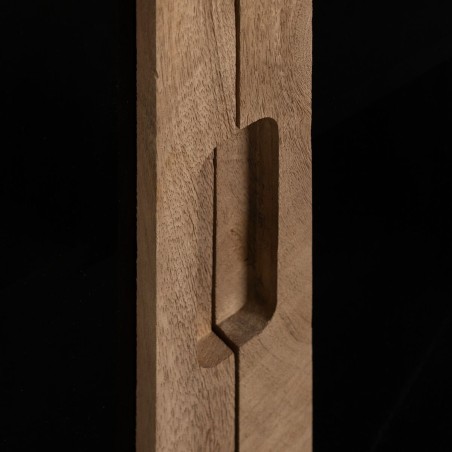 Anrichte BURNIE Schwarz natürlich Kristall Mango-Holz 162 x 41 x 83 c