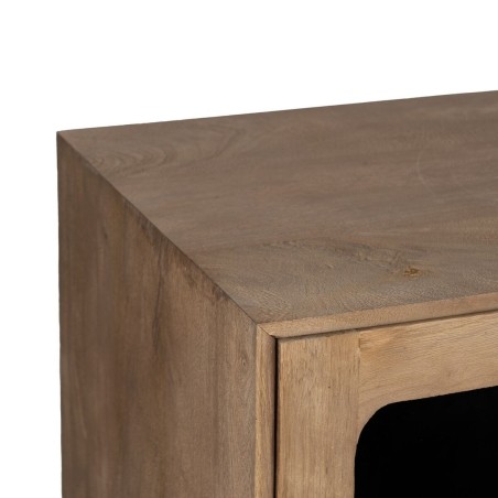 Anrichte BURNIE Schwarz natürlich Kristall Mango-Holz 162 x 41 x 83 c
