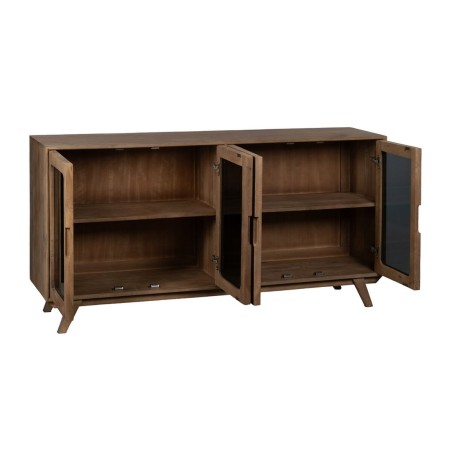 Anrichte BURNIE Schwarz natürlich Kristall Mango-Holz 162 x 41 x 83 c