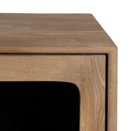 Meuble d'Appoint BURNIE Noir Naturel Verre Bois de manguier 81 x 41 x