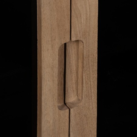 Meuble d'Appoint BURNIE Noir Naturel Verre Bois de manguier 81 x 41 x