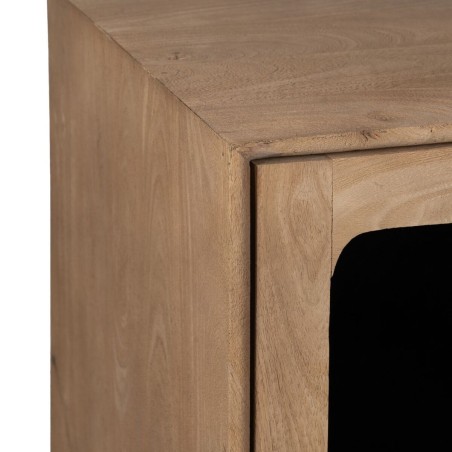 Meuble d'Appoint BURNIE Noir Naturel Verre Bois de manguier 81 x 41 x