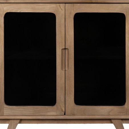 Meuble d'Appoint BURNIE Noir Naturel Verre Bois de manguier 81 x 41 x