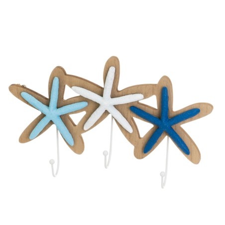 Perchero de Pared Azul Blanco Natural Metal Hierro Madera MDF 30 x 5 x