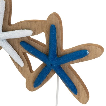 Perchero de Pared Azul Blanco Natural Metal Hierro Madera MDF 30 x 5 x