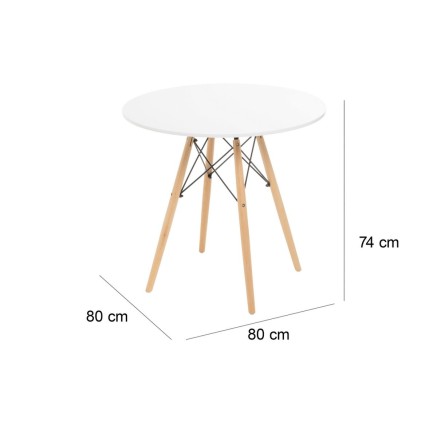 Mesa Blanco Natural 80 x 80 x 74 cm 2