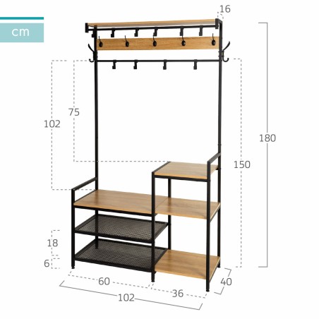 Garderobe mit Einlegeboden Max Home Stahl Melamine Spanplatte Minimali
