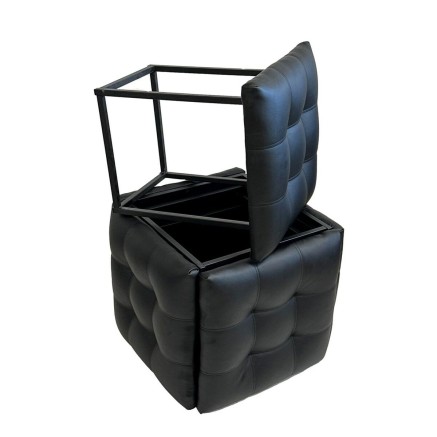 Jeu de tabourets GO GIFT Transformer Noir Cuir Acier 50 x 50 x 50 cm P