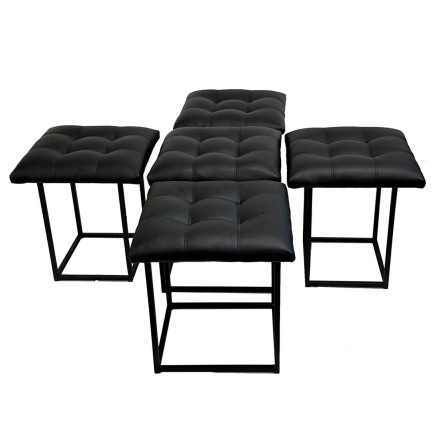 Jeu de tabourets GO GIFT Transformer Noir Cuir Acier 50 x 50 x 50 cm P 2