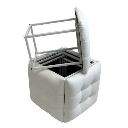 Set of stools GO GIFT Transformer White Leather Steel 50 x 50 x 50 cm