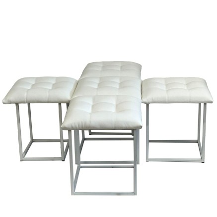 Juego de taburetes GO GIFT Transformer Blanco Piel Acero 50 x 50 x 50 2