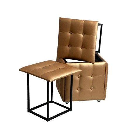 Juego de taburetes GO GIFT Transformer Camel Piel Acero 50 x 50 x 50 c 2
