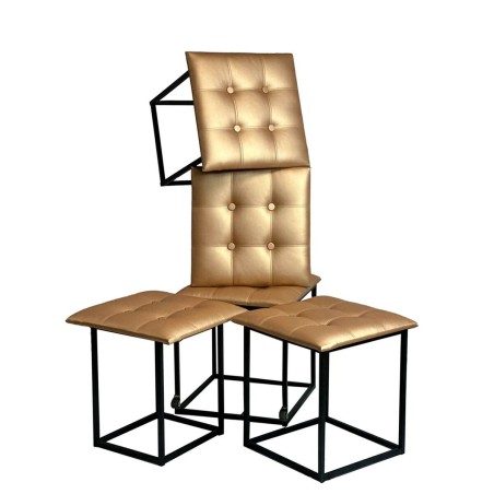 Juego de taburetes GO GIFT Transformer Camel Piel Acero 50 x 50 x 50 c