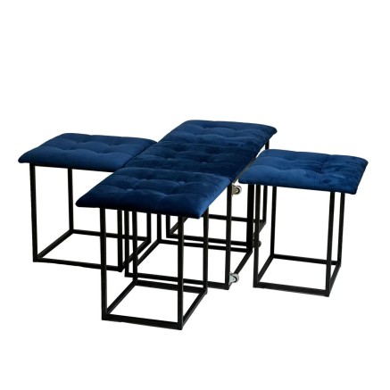 Set of stools GO GIFT Transformer Maroon Velvet Steel 50 x 50 x 50 cm 2