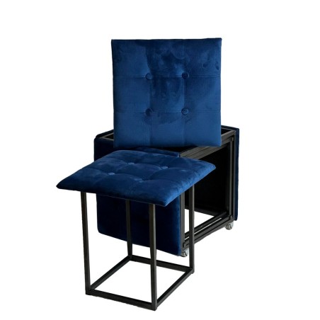 Juego de taburetes GO GIFT Transformer Granate Terciopelo Acero 50 x 5