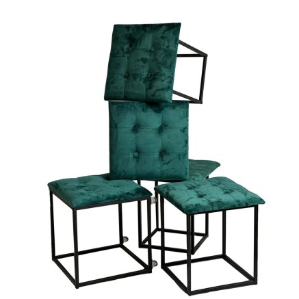 Juego de taburetes GO GIFT Transformer Verde oscuro Terciopelo Acero 5 2