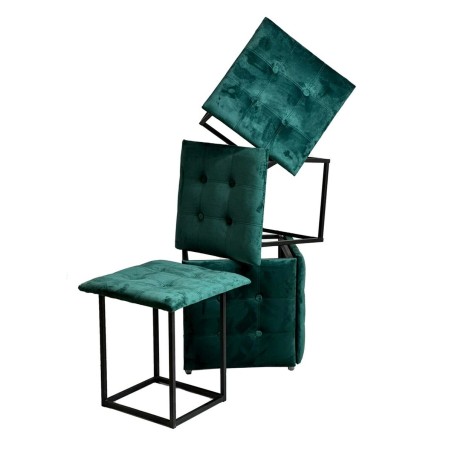 Juego de taburetes GO GIFT Transformer Verde oscuro Terciopelo Acero 5