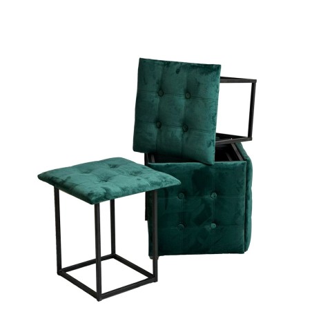 Set of stools GO GIFT Transformer Dark green Velvet Steel 50 x 50 x 50