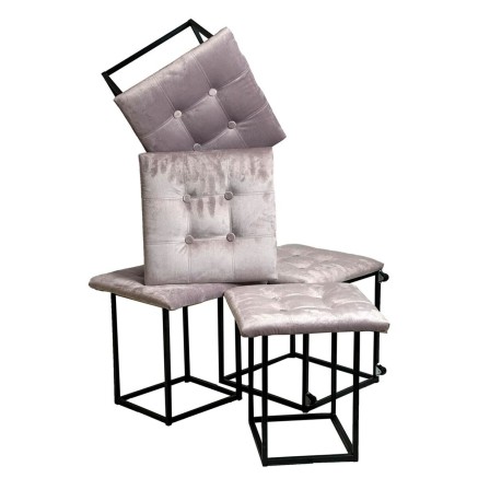 Juego de taburetes GO GIFT Transformer Rosa Terciopelo Acero 50 x 50 x 2