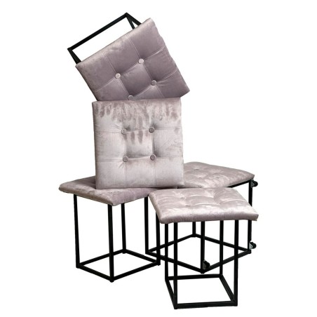 Juego de taburetes GO GIFT Transformer Rosa Terciopelo Acero 50 x 50 x