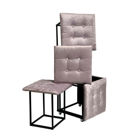 Juego de taburetes GO GIFT Transformer Rosa Terciopelo Acero 50 x 50 x