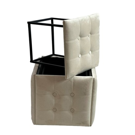 Juego de taburetes GO GIFT Transformer Crema Terciopelo Acero 50 x 50