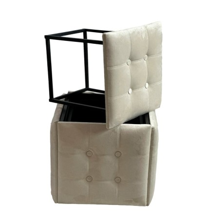 Stuhl-Set GO GIFT Transformer Creme Samt Stahl 50 x 50 x 50 cm Puff 5