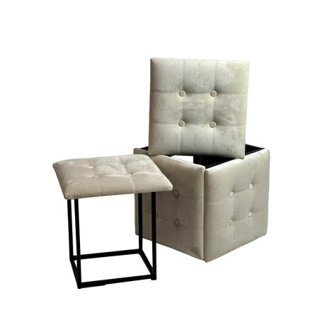 Juego de taburetes GO GIFT Transformer Crema Terciopelo Acero 50 x 50