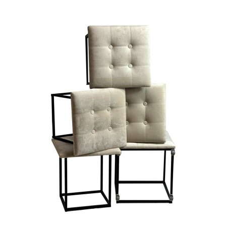 Stuhl-Set GO GIFT Transformer Creme Samt Stahl 50 x 50 x 50 cm Puff 5