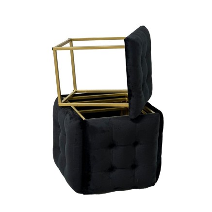Stuhl-Set GO GIFT Transformer Schwarz Samt Stahl 50 x 50 x 50 cm Puff