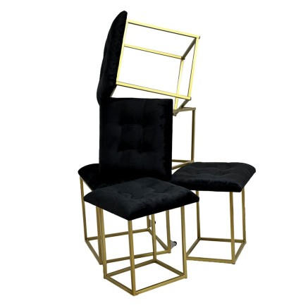Jeu de tabourets GO GIFT Transformer Noir Velours Acier 50 x 50 x 50 c 2