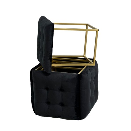 Juego de taburetes GO GIFT Transformer Negro Terciopelo Acero 50 x 50