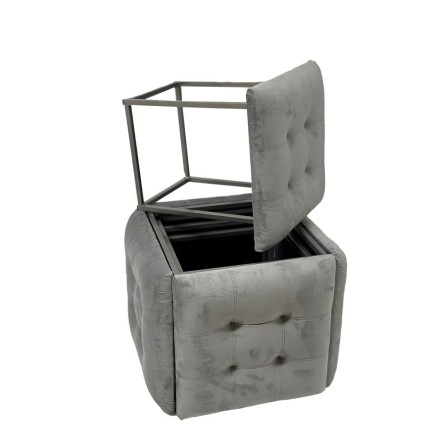 Juego de taburetes GO GIFT Transformer Gris Terciopelo Acero 50 x 50 x