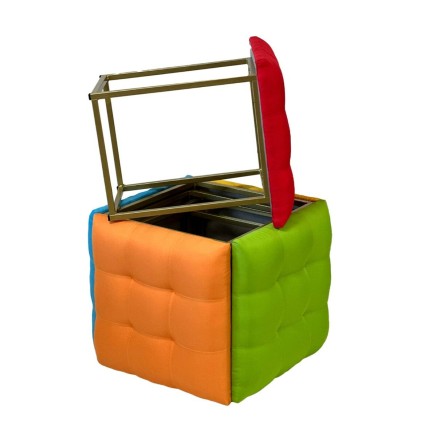 Jeu de tabourets GO GIFT Transformer Multicouleur Cuir Acier 50 x 50 x