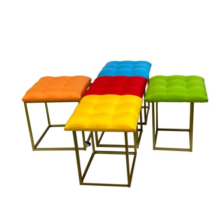 Jeu de tabourets GO GIFT Transformer Multicouleur Cuir Acier 50 x 50 x
