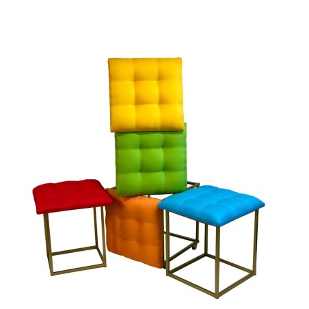 Jeu de tabourets GO GIFT Transformer Multicouleur Cuir Acier 50 x 50 x