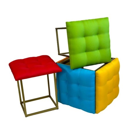 Jeu de tabourets GO GIFT Transformer Multicouleur Cuir Acier 50 x 50 x