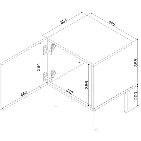 Table de Nuit Cama Meble PALAZZO 400030 Blanc Noir