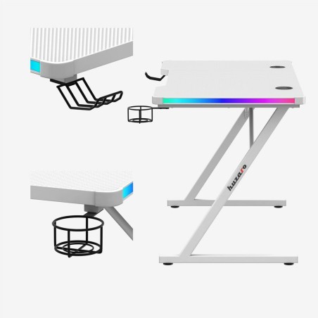 Schreibtisch Gaming Huzaro HZ-Hero 2.5 White RGB Weiß 120 x 75 x 60 c