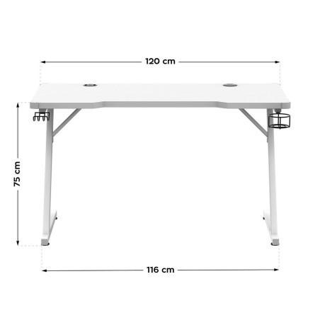 Schreibtisch Gaming Huzaro HZ-Hero 2.5 White RGB Weiß 120 x 75 x 60 c