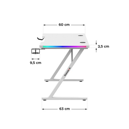 Desk Gaming Huzaro HZ-Hero 2.5 White RGB White 120 x 75 x 60 cm