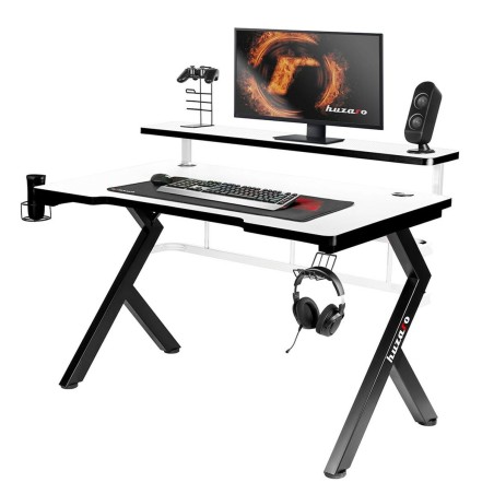 Bureau Gaming Huzaro HZ-Hero 5.0 White Blanc Noir Fibre de Carbone 120