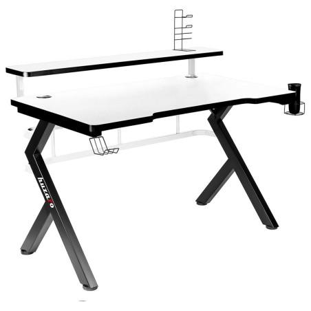 Scrivania Gaming Huzaro HZ-Hero 5.0 White Bianco Nero Fibra di carboni