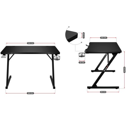 Schreibtisch Huzaro HZ-Hero 1.8 Black Schwarz Stahl 2