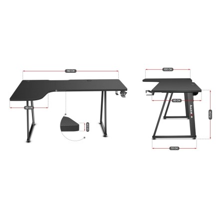 Bureau Huzaro HZ-Hero 7.7 Zwart 160 x 60 cm
