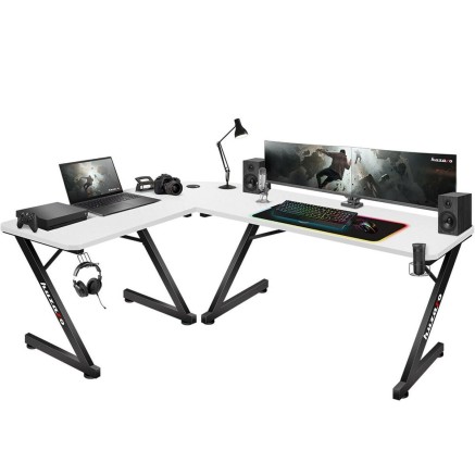 Bureau Gaming Huzaro HZ-Hero 7.0 Blanc Noir Fibre de Carbone 154 x 72,