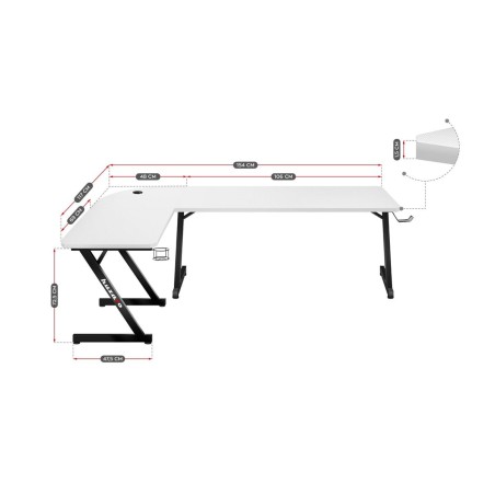 Scrivania Gaming Huzaro HZ-Hero 7.0 Bianco Nero Fibra di carbonio 154