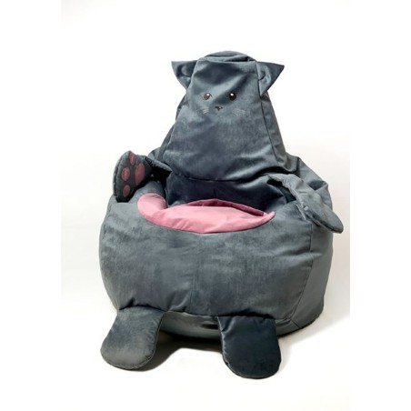 Poef GO GIFT Grijs Oxford Kat 105 x 80 cm