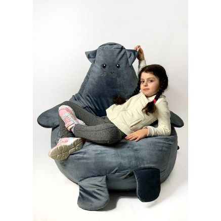 Puff GO GIFT Gris Oxford Gato 105 x 80 cm 2